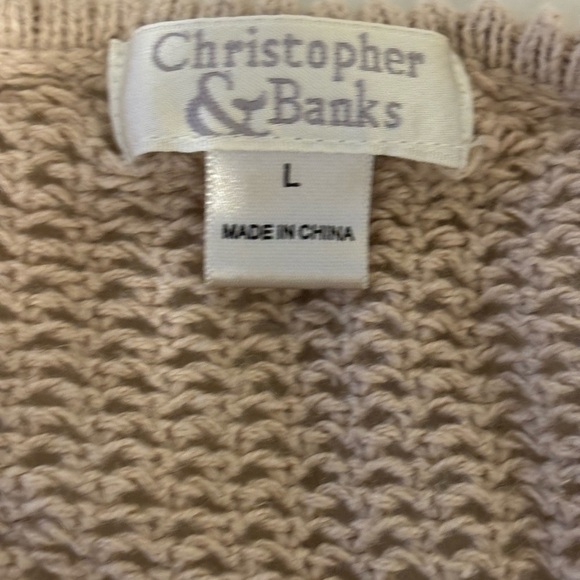 Christopher & Banks Cream Cardigan with Ribbed Knit and Tie-Front - Picture 2 of 8